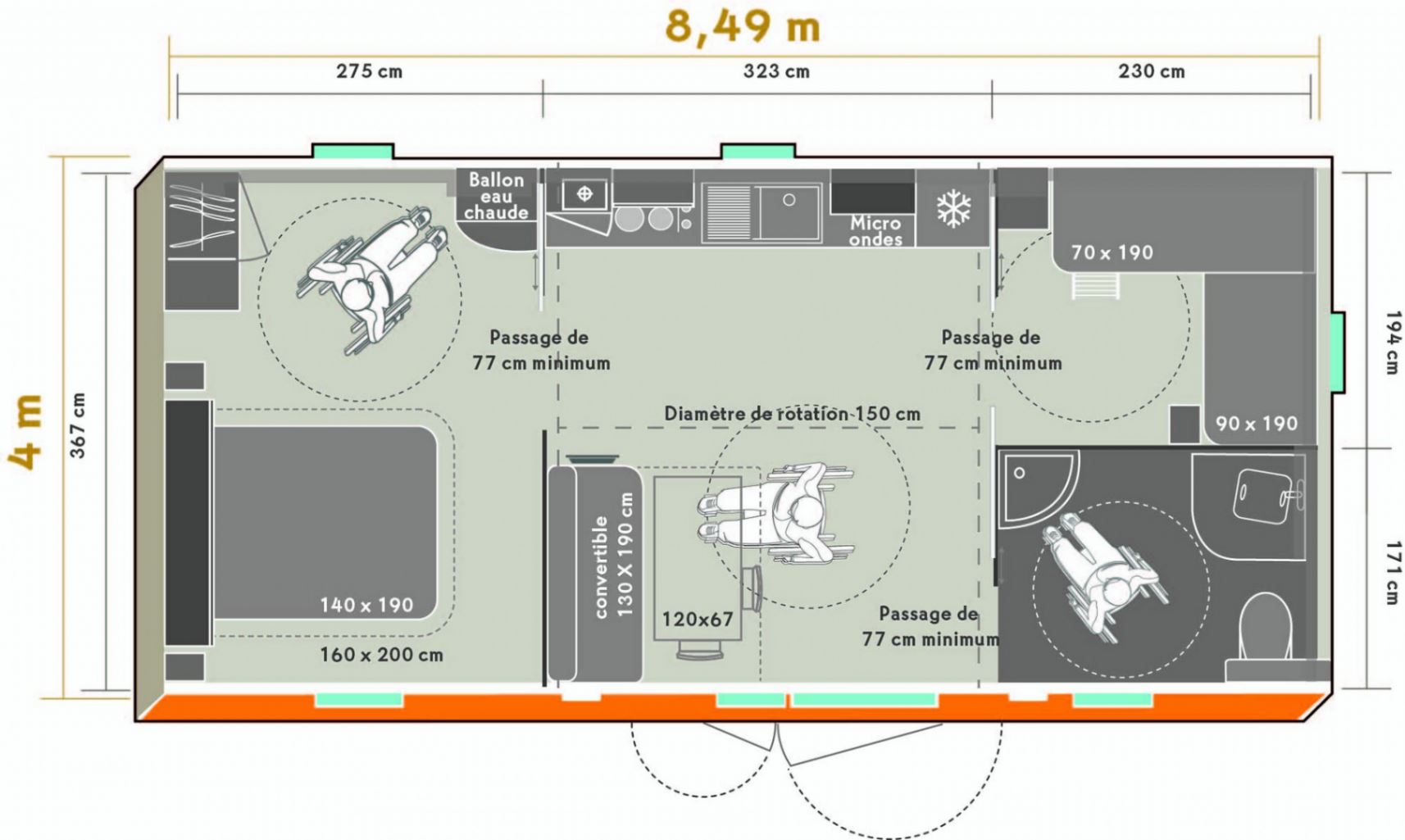 Mobile-Home Or PMR   2 chambres 4 personnes