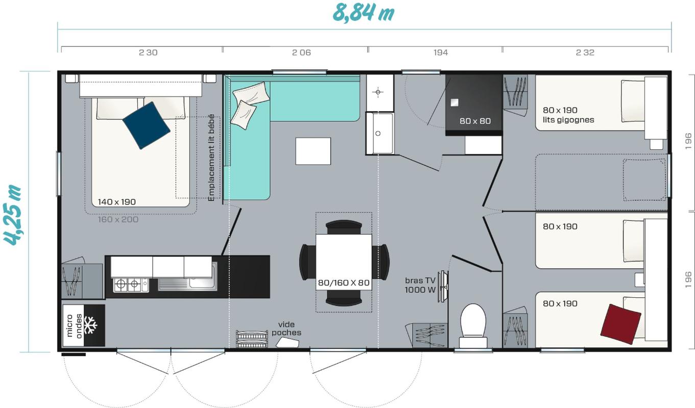 Mobile-Home Or 3 chambres 6 personnes